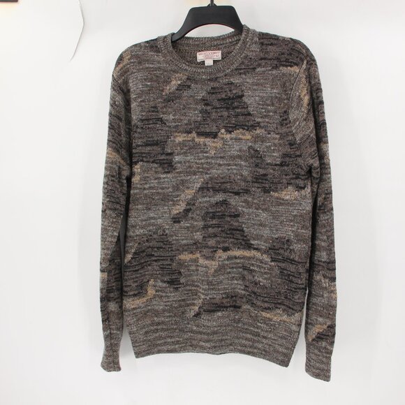 Wallace & Barnes sweater mens medium Camo Print Knit Linen Blend crew neck - Picture 1 of 9